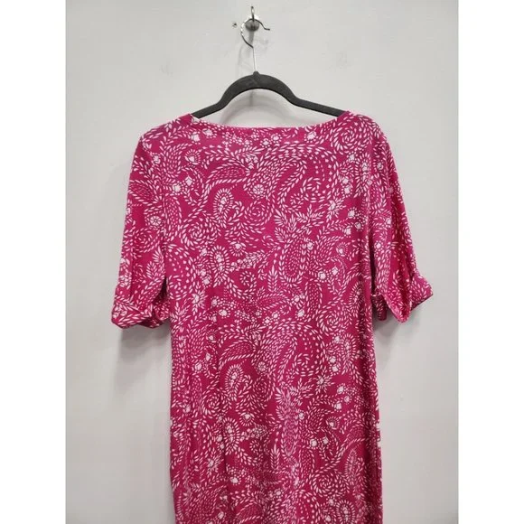 Karen Scott Womens T-Shirt Dress Medium Pink White Paisley Print Half Sleeve - Picture 6 of 7